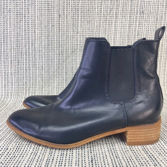 Beast Fashion Black Chelsea Boots Sz 11 Block Heel Ankle Zip Moto Grunge Western - Picture 1 of 9